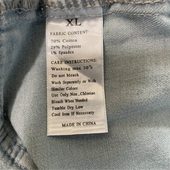 Strapless Denim Cargo Jumpsuit Y2K Edgy Streetwear Utility Baddie Distressed XL - Picture 3 of 12